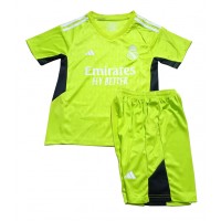 Camisa de Futebol Real Madrid Goleiro Equipamento Principal Infantil 2023-24 Manga Curta (+ Calças curtas)
